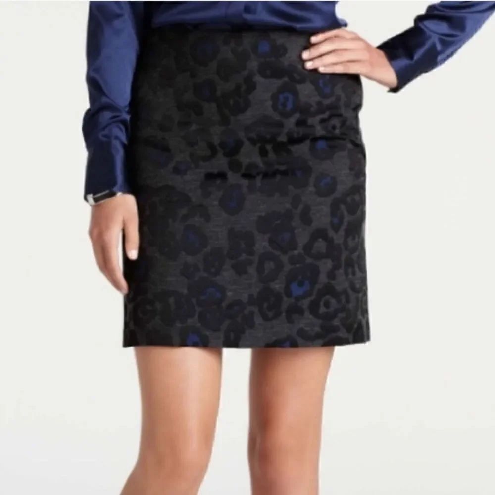 Ann Taylor Leopard Jacquard Floral Skirt